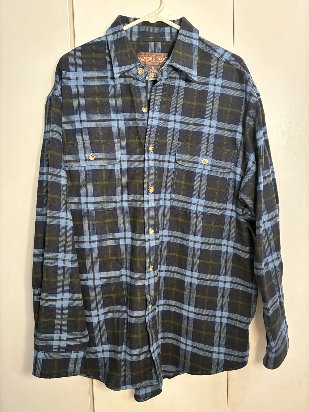 Moose Creek Legendary Clothing Flannel Shacket Blue Plaid XL Outdoors Rugged